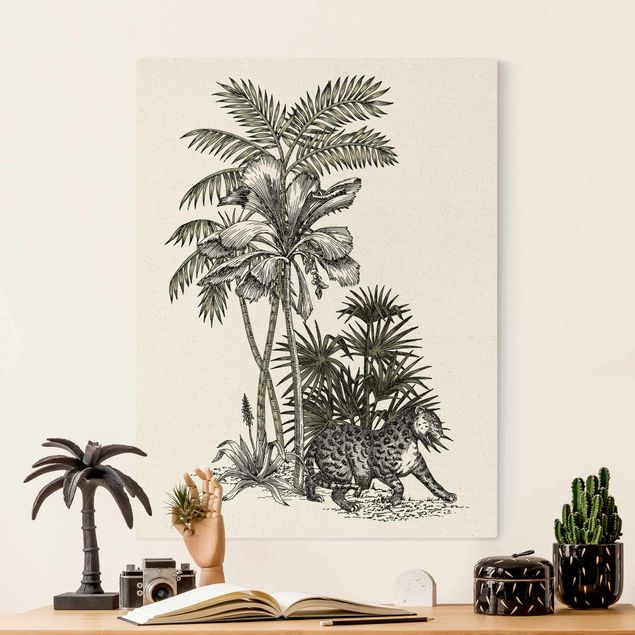 Decoración en la cocina Vintage Illustration - Tiger And Palm Trees