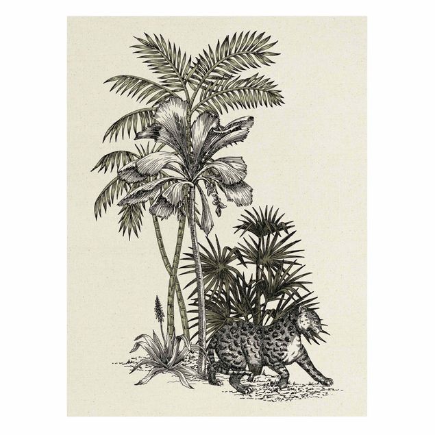 Cuadros de plantas naturales Vintage Illustration - Tiger And Palm Trees