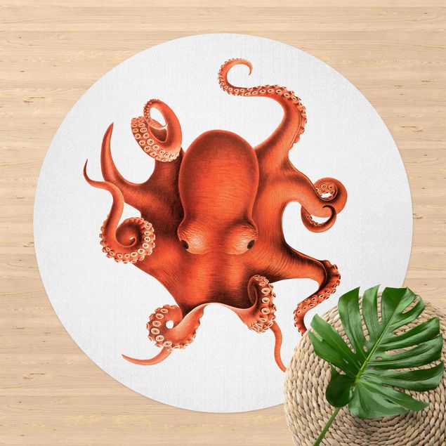 Alfombras para exterior Vintage Illustration Red Octopus