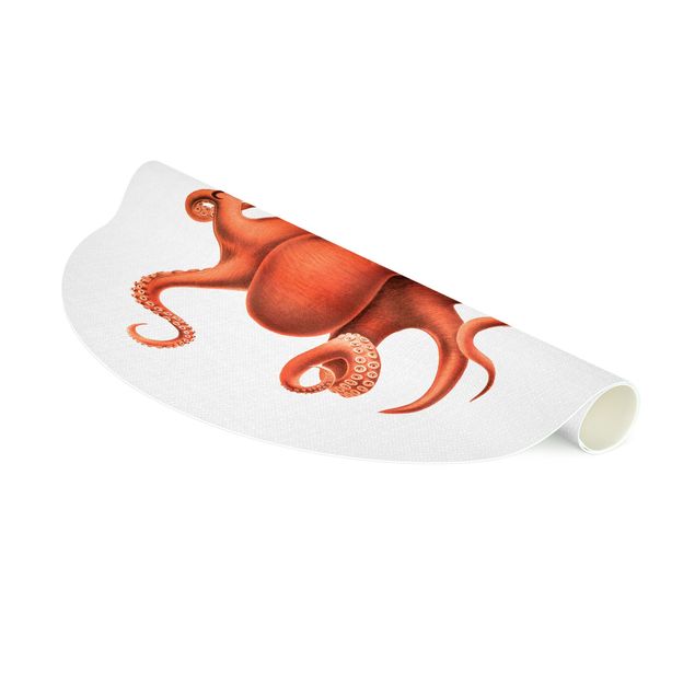 Alfombras naturales Vintage Illustration Red Octopus