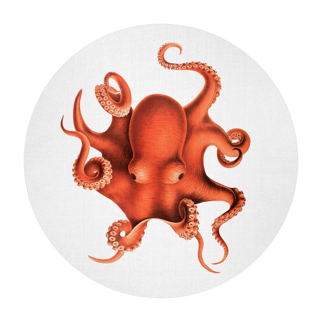 Cuadros de Gal Design Vintage Illustration Red Octopus