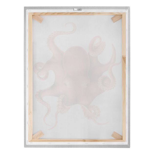 Lienzos de playas Vintage Illustration Red Octopus
