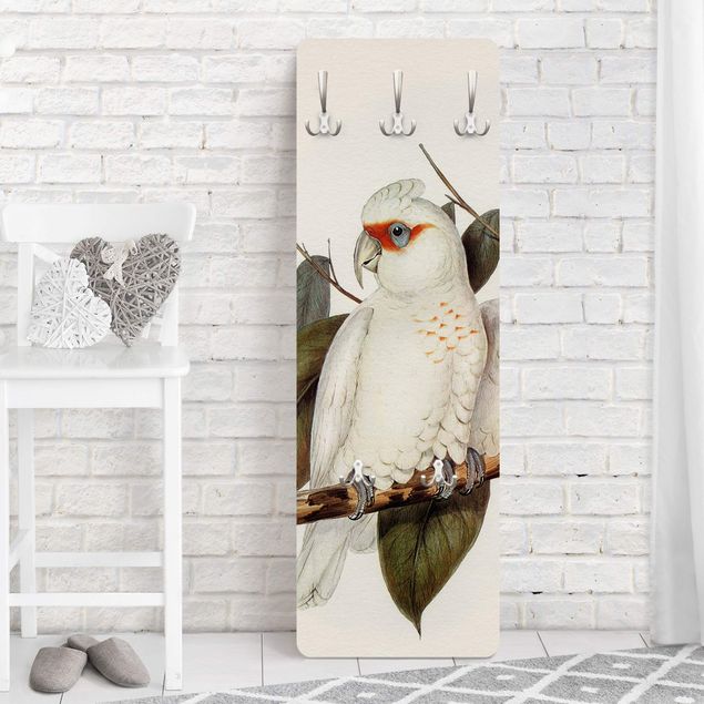 Percheros de pared de flores Vintage Illustration White Cockatoo