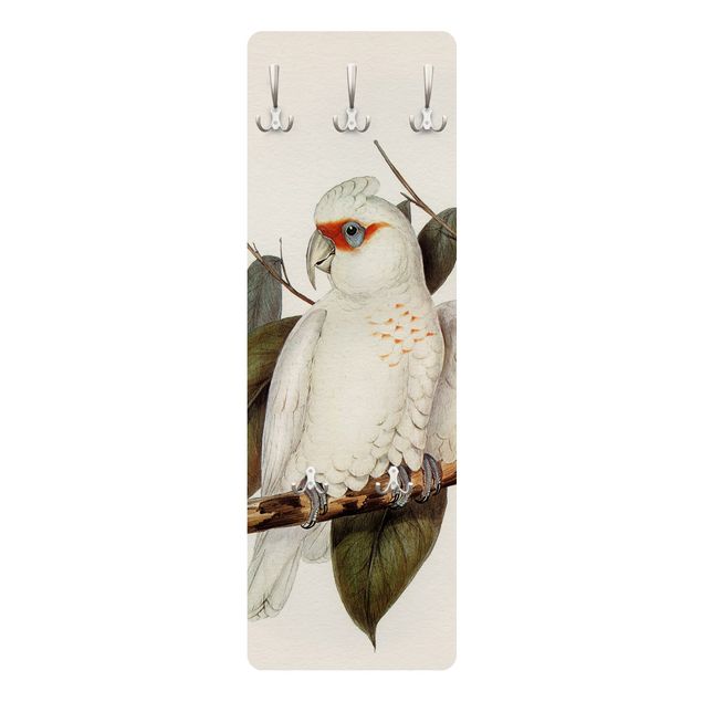 Perchero blanco madera Vintage Illustration White Cockatoo