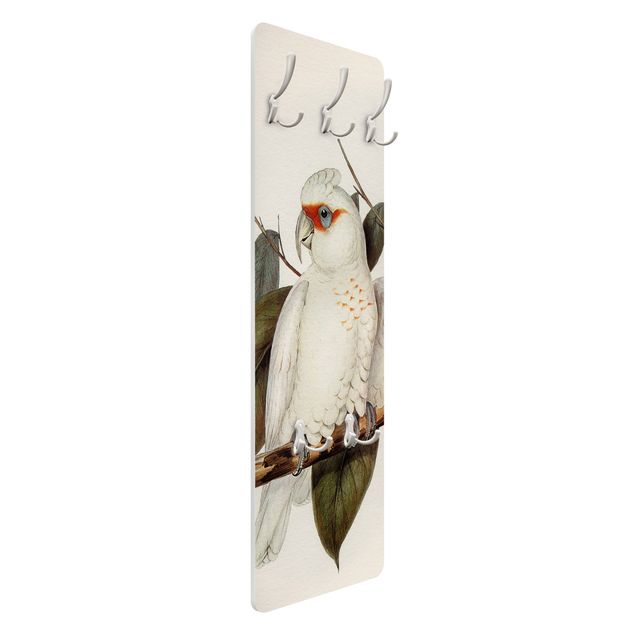 Perchero madera pared Vintage Illustration White Cockatoo