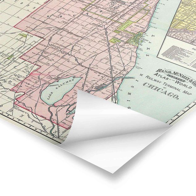 Cuadros modernos Vintage Map Chicago