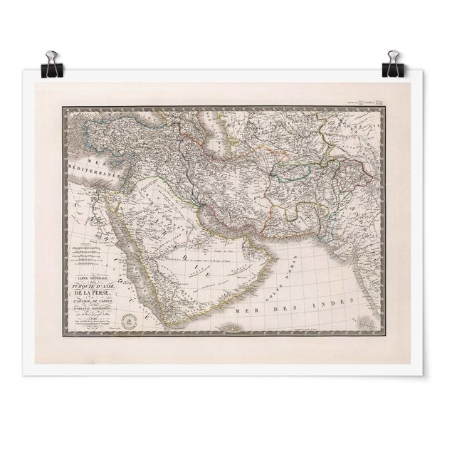 Póster frases Vintage Map In The Middle East