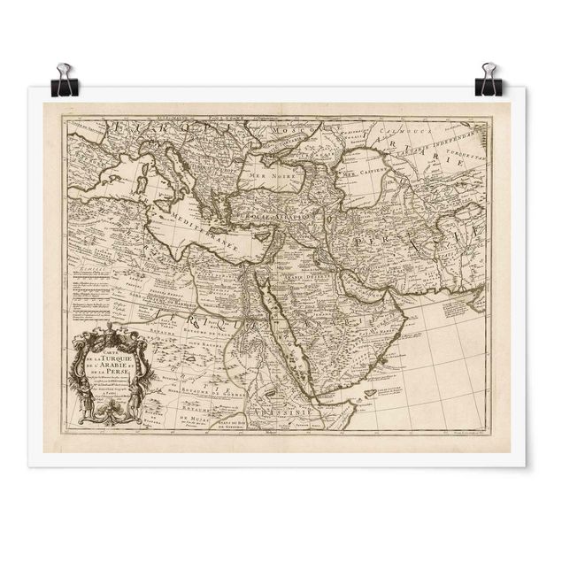 Póster frases Vintage Map The Middle East