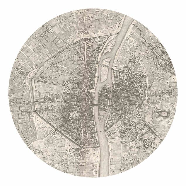 Papel pintado tonos beige Vintage Map Paris