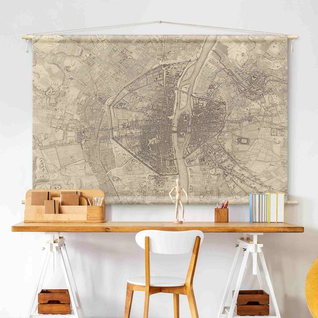 Tapices de pared modernos Vintage Map Paris