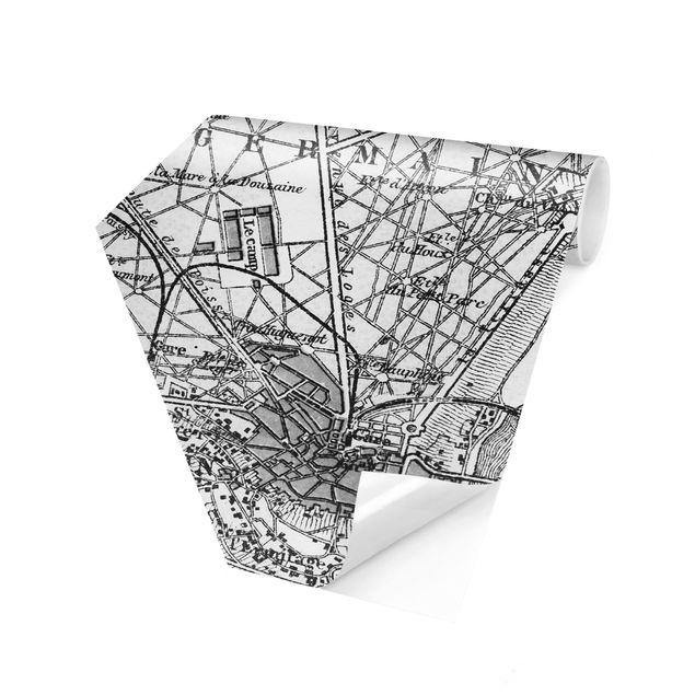 Papel pintado en blanco y negro Vintage Map St Germain Paris