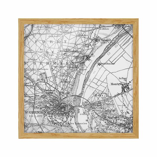 Pósters enmarcados de mapamundi Vintage Map St Germain Paris