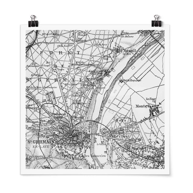 Póster mapamundi Vintage Map St Germain Paris