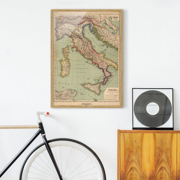 Pósters enmarcados vintage Vintage Map Italy
