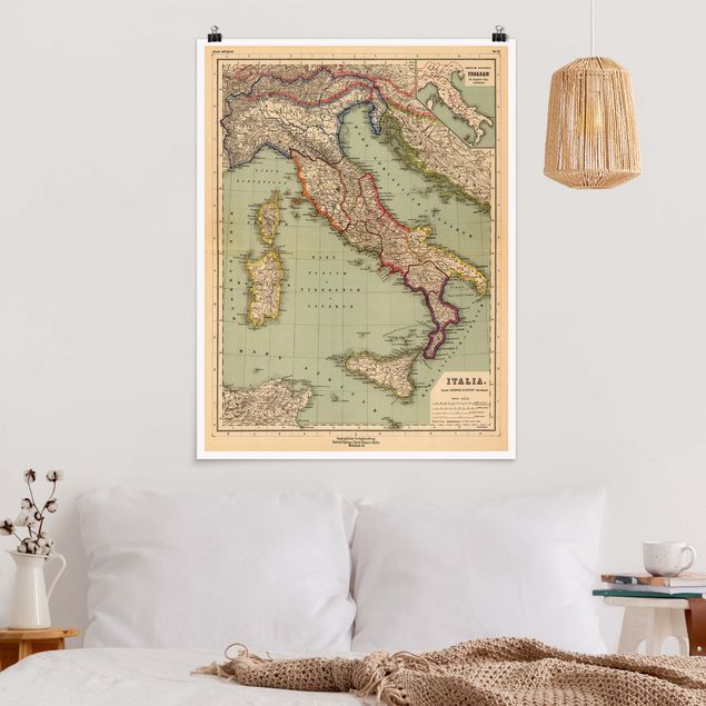 Decoración en la cocina Vintage Map Italy
