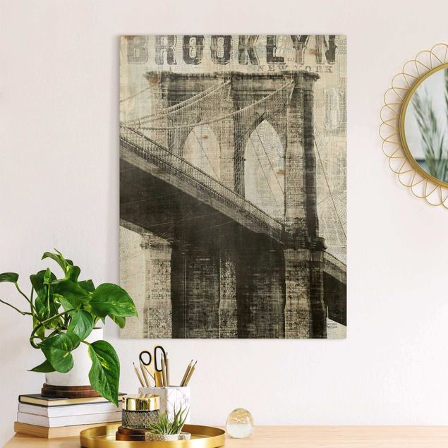 Cuadros de Nueva York Vintage NY Brooklyn Bridge