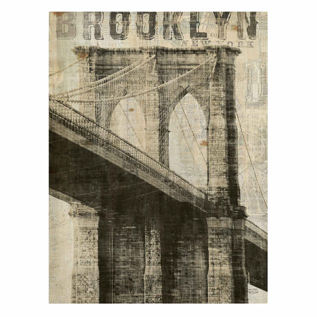 Lienzos vintage Vintage NY Brooklyn Bridge