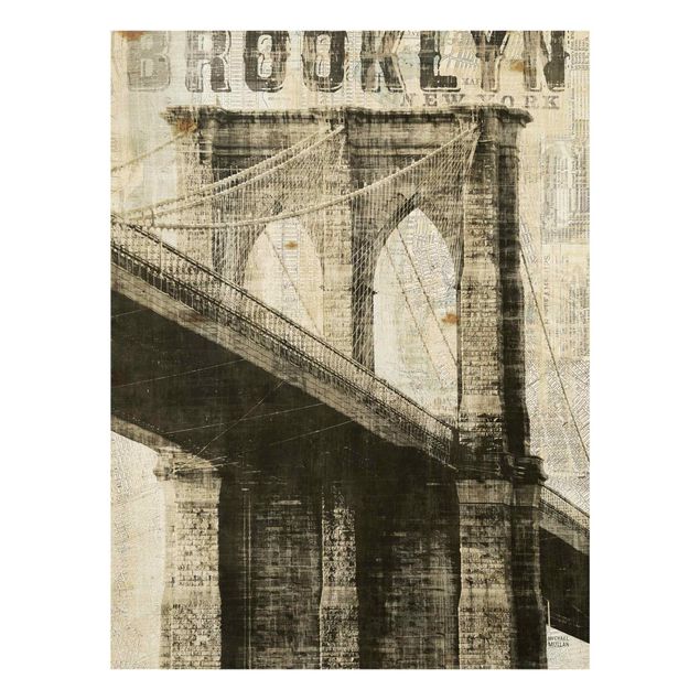 Cuadros retro Vintage NY Brooklyn Bridge
