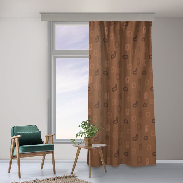 modernas cortinas salon Vintage Dots - Fawn Brown
