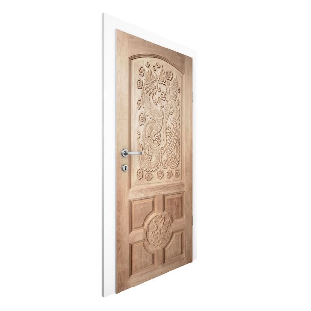 Papel pintado para puertas efecto madera Carved Asian Wooden Door From Thailand