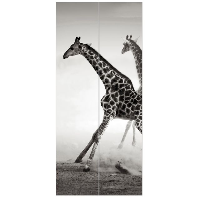 Papel pintado para puertas animales Giraffe Hunt