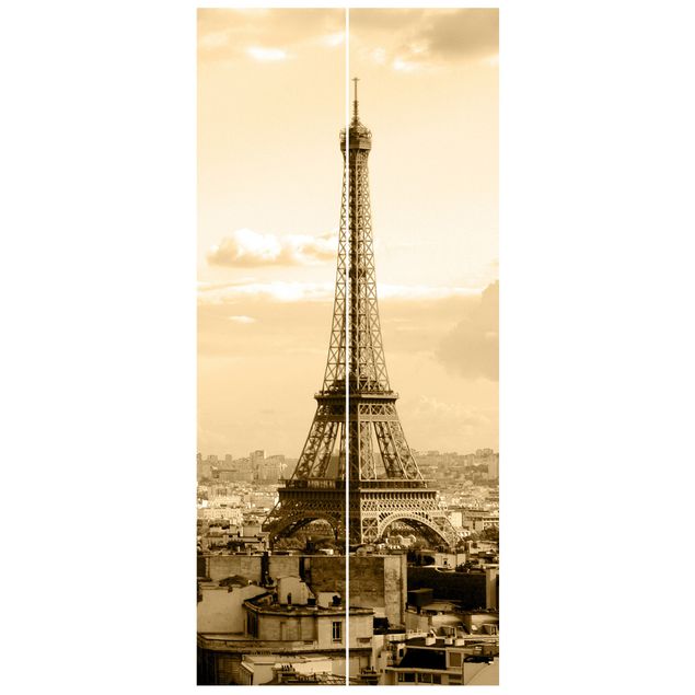 Papel pintado dorado I love Paris