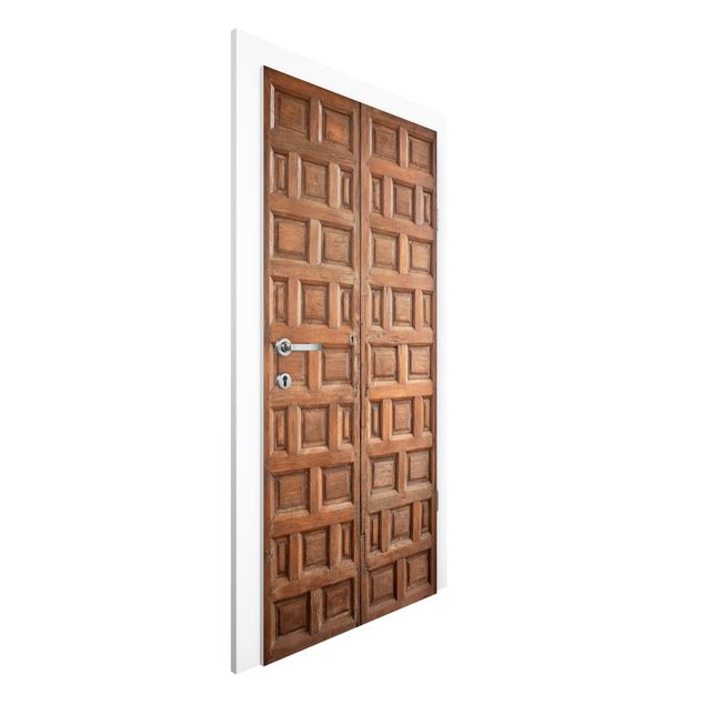 Papel pintado para puertas efecto madera Mediterranean Wooden Door From Granada