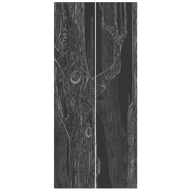 Papel pintado para puertas efecto madera No.MW20 Living Forest Anthracite Grey