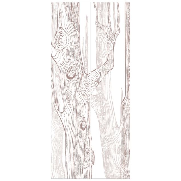 Papel pintado para puertas bosque No.MW2 Living Forest White-Brown