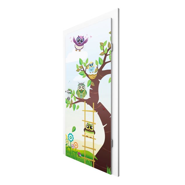 Papel pintado para puertas paisajes No.YK23 Funny Owl Tree