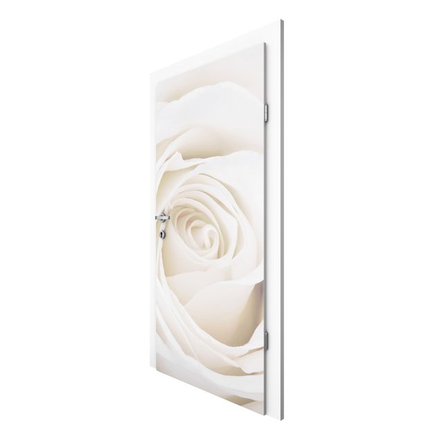 Papel pintado para puertas flores Pretty White Rose
