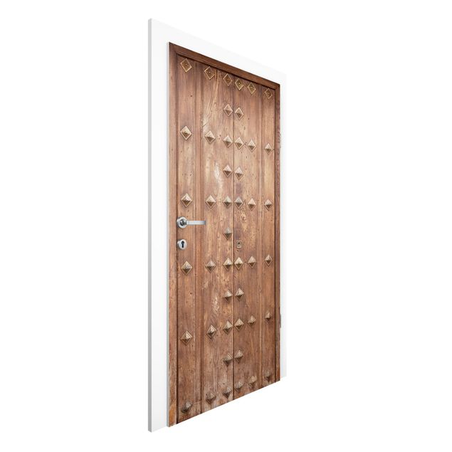Papel pintado para puertas efecto madera Rustic Spanish Wooden Door