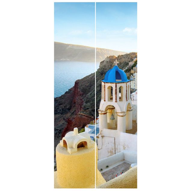 Papel pintado para puertas paisajes Santorini