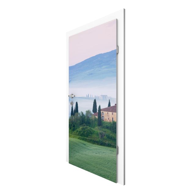 Papel pintado para puertas paisajes Sunrise In Tuscany