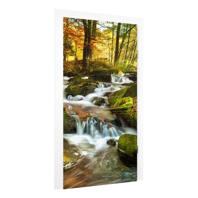 Papel pintado cascadas Waterfall Autumnal Forest