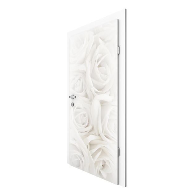 Papel pintado para puertas flores White Roses