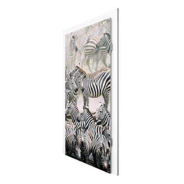 Papel pintado para puertas animales Zebra Herd