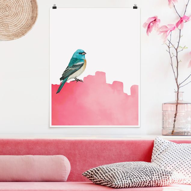 Decoración cocina Bird On Pink Backdrop