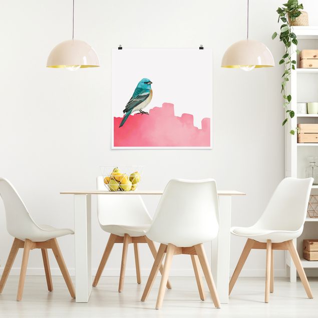 Cuadros decorativos modernos Bird On Pink Backdrop