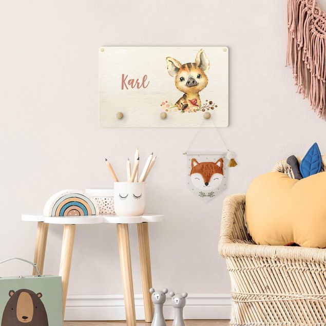 Percheros de pared con frases Forest Animal Baby Boar With Customised Name
