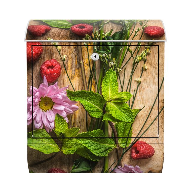 Buzón flores Flowers Raspberries Mint