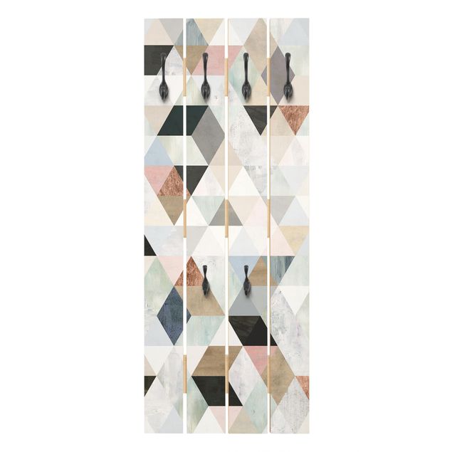 Percha pared Watercolour Mosaic With Triangles I
