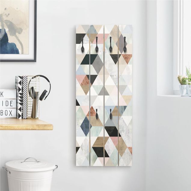 Percheros de pared de patrones Watercolour Mosaic With Triangles I