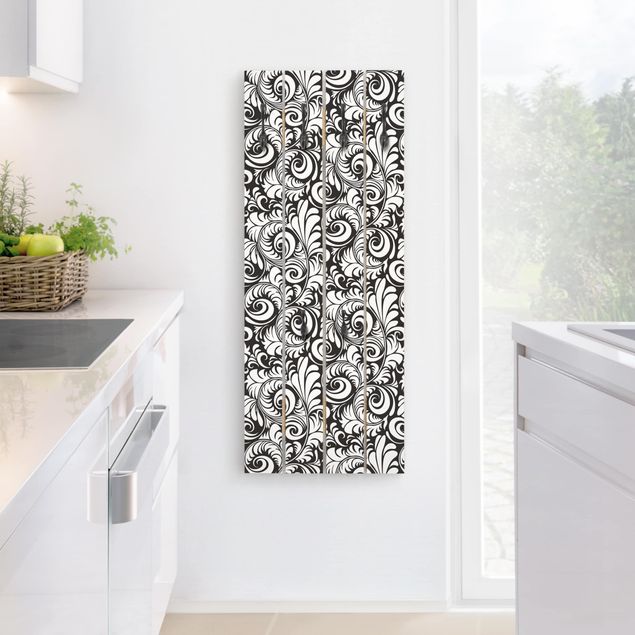 Percheros de pared shabby chic Black And White Leaves Pattern