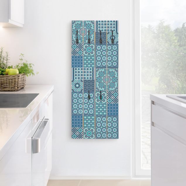 Percheros de pared shabby chic Moroccan Mosaic Tiles Turquoise Blue