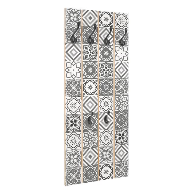 Percha pared Mediterranean Tile Pattern Grayscale