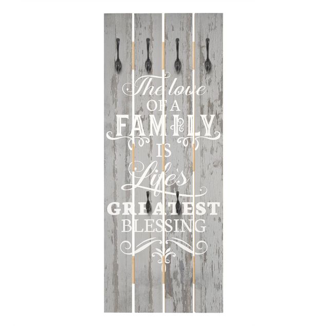 Perchero gris pared Shabby Wood - Family Is