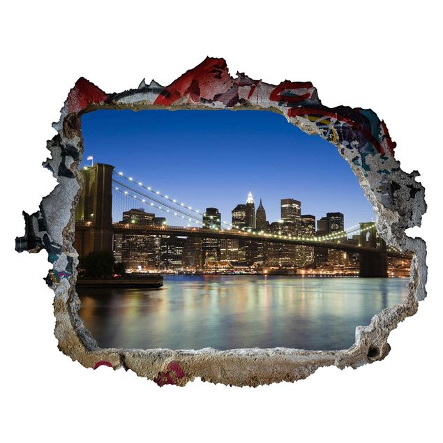 Vinilos de ciudades para pared Brooklyn Bridge In New York