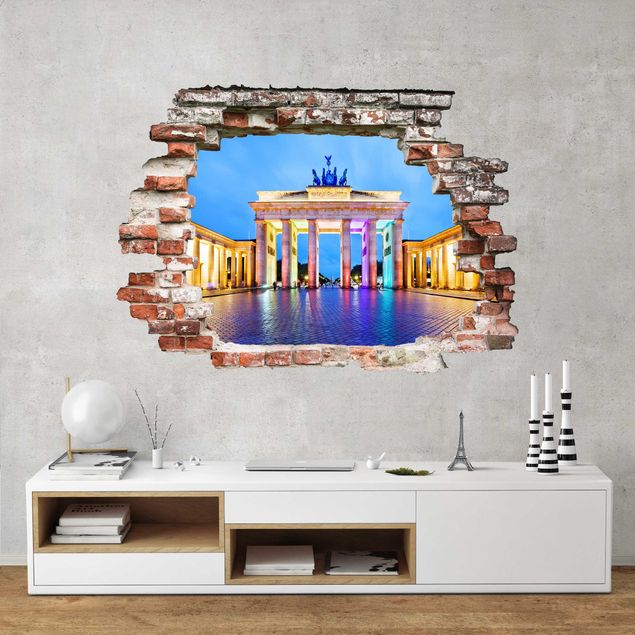Vinilos de pared nombres de ciudades Illuminated Brandenburg Gate
