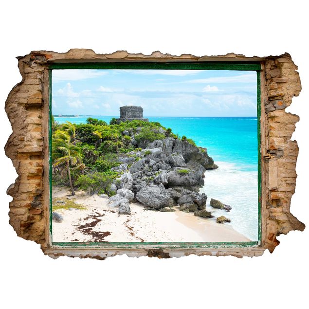 Vinilo 3d pared Caribbean Coast Tulum Ruins
